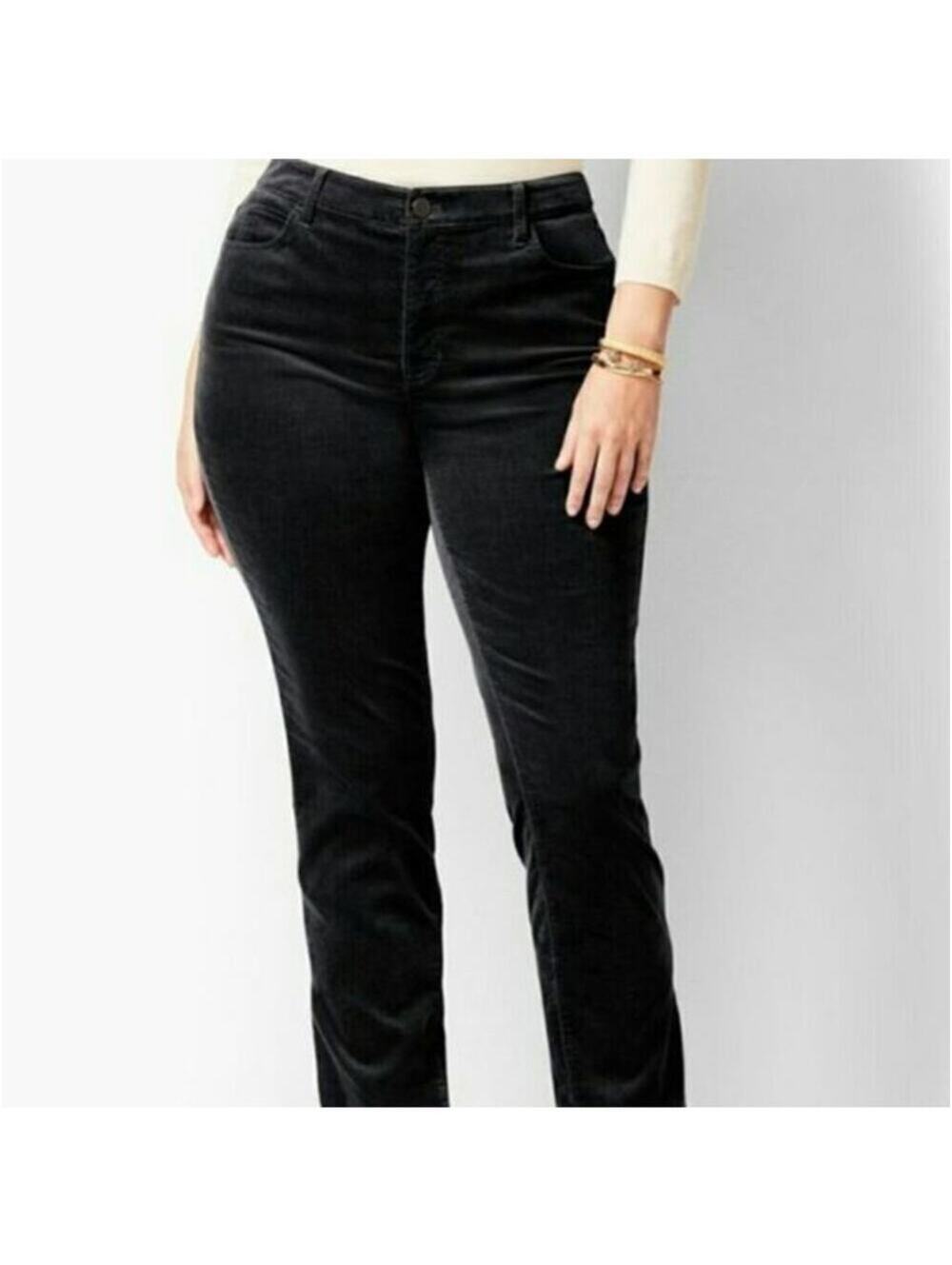 Talbots EUC Women's Curvy Black Straight Leg Velvet Jeans Size 12P